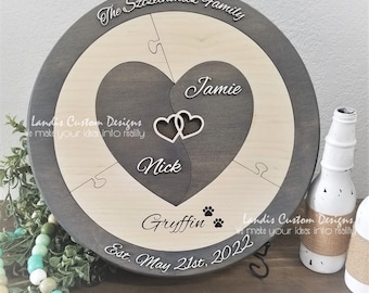 Unity/ Family Puzzle, Blended Family, Unity Alternative- double heart, intertwined heart, Minimalist unity, Together we make a family