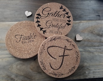 Engraved heat trivets - set of 3, trivets for hot dishes, personalized trivets, wedding gift, new home gift, realtor gifts, Round Trivets