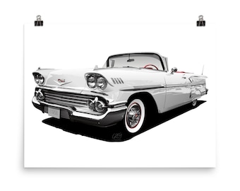 1958 Impala Poster - 18" X 24" Museum-Quality Poster - Impala Convertible