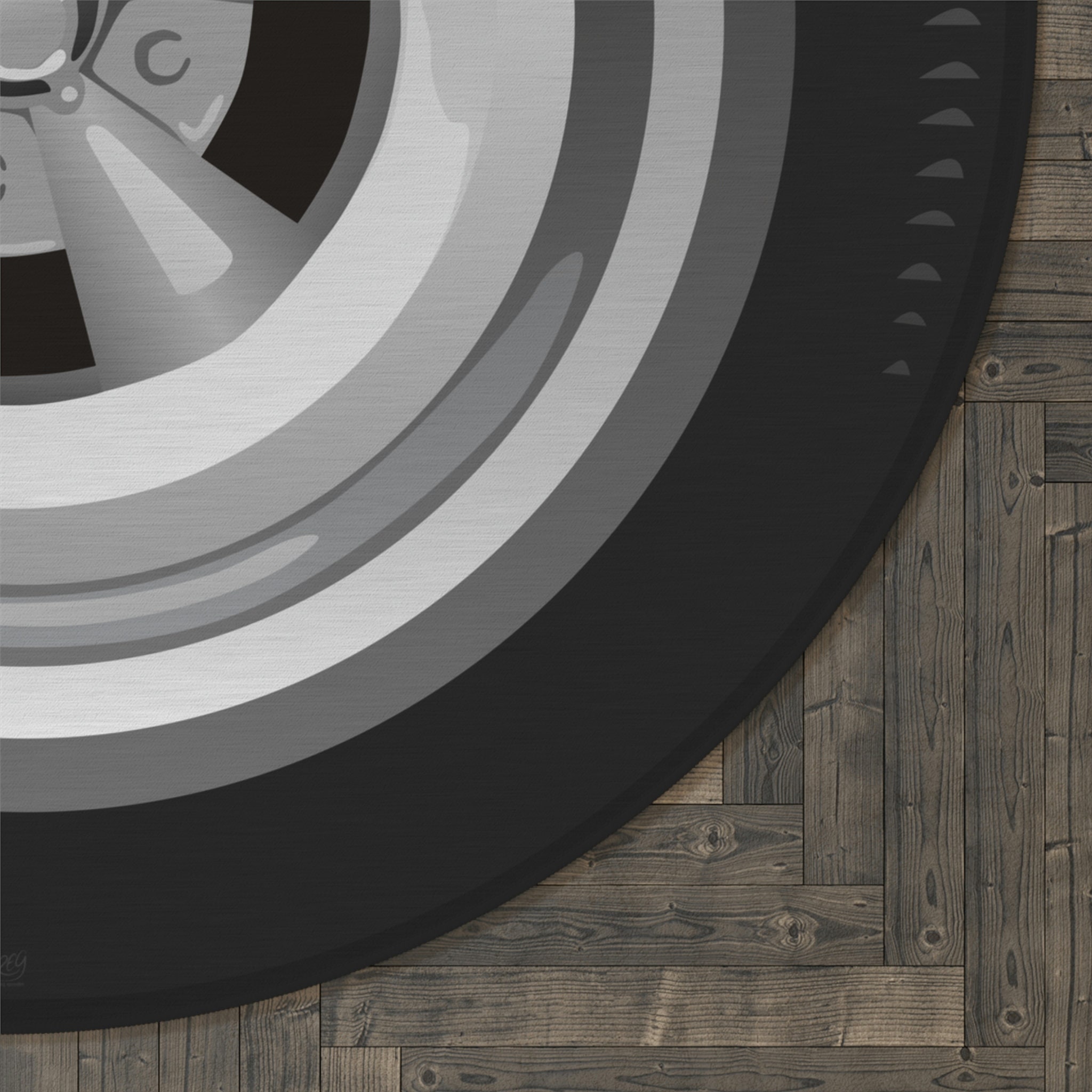 Mag Wheel 60 60 Round Rug, Area Rug, Car Game Room Rug, Car Dealership ...