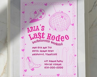 Invito all'addio al nubilato "Ultimo Rodeo" / Invito all'addio al nubilato in stile western modificabile, scaricabile e stampabile / Invito al weekend di addio al nubilato in stile cowgirl