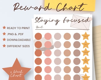 Work From Home Reward Chart | Focus Chart | Reward Chart For Teens| Reward Chart For Adults | Printable Sticker Chart | Digital Download