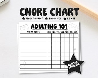 Adulting Chore Chart | Reward Chart For Adults| Chore Chart For Adults | Printable Chore Chart| Printable Sticker Chart | Digital Download