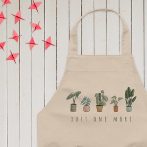 Plant Lover Apron, Just One More Plant, Canvas Apron, Harvest Organic Cotton Apron, Plant Lady Mom Dad Gift, Foraging Apron, Gardening Gift