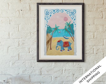 Goa India Poster, Coastal Indian Home Decor, Travel Print, Art Print, Retro India Art, Hometown Gift, Aesthetic Beach Painting Home Decor