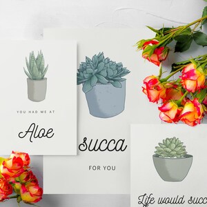 3 modelos de cartão postal, suculentas, download digital de cartão de dia dos namorados, modelo editável de Canva, arte de parede de pôster de suculenta, presente de dia dos namorados para ele