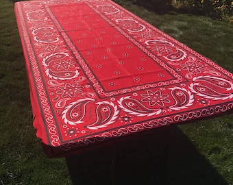 Red Bandana Tablecloth with Elastic Corners
