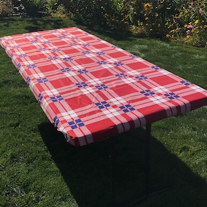 Plaid Tablecloth with Elastic Corners