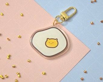Llavero acrílico con forma de huevo de gato, 2 pulgadas