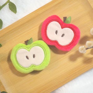 Apple Hair Clip, 2.25 Inch Barrette [Handmade]