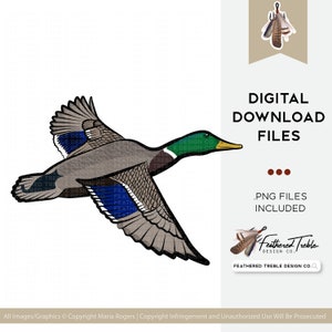 Flying Mallard Digital Download Design, Small Mouth Bass Art, Outdoors Art | PNG Design