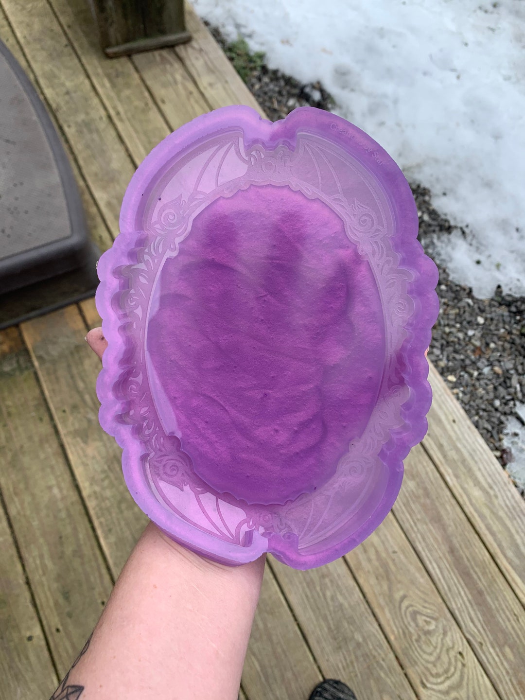 Large Intricate Bat Frame Tray Silicone Mold Resin Mold Etsy