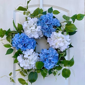 Spring Summer Hydrangea Wreath for Front Door