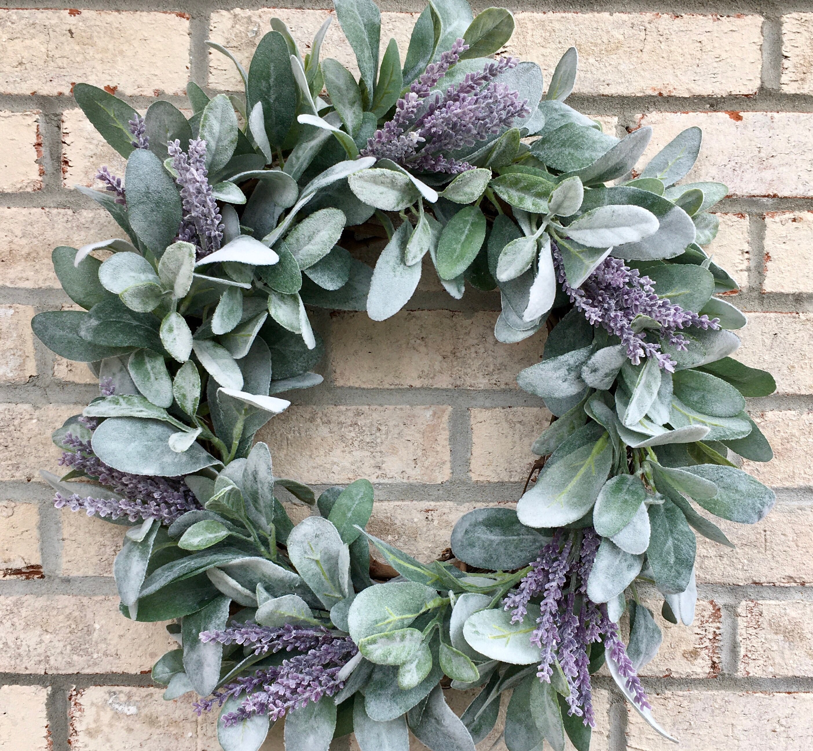 Lamb's Ear Wreath With Lavender for Front Door, Summer Wreath, Lavander ...
