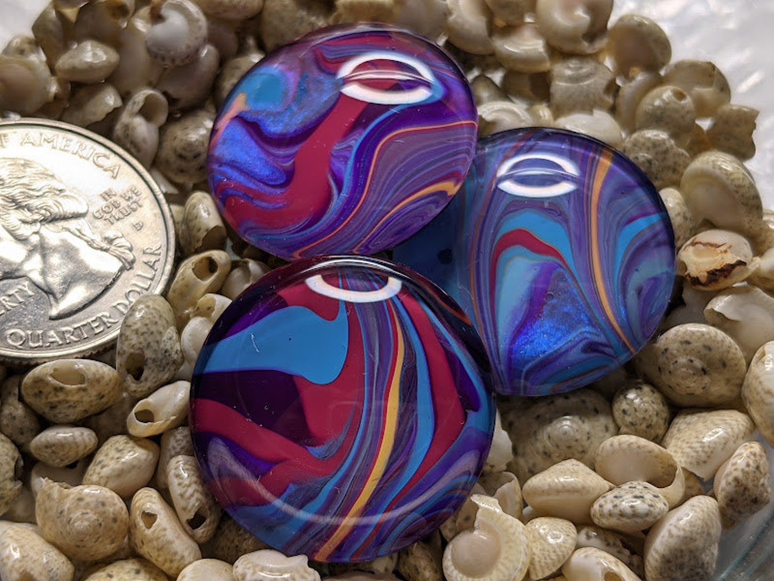 Handmade set of 3 cabochon solid glass Etsy