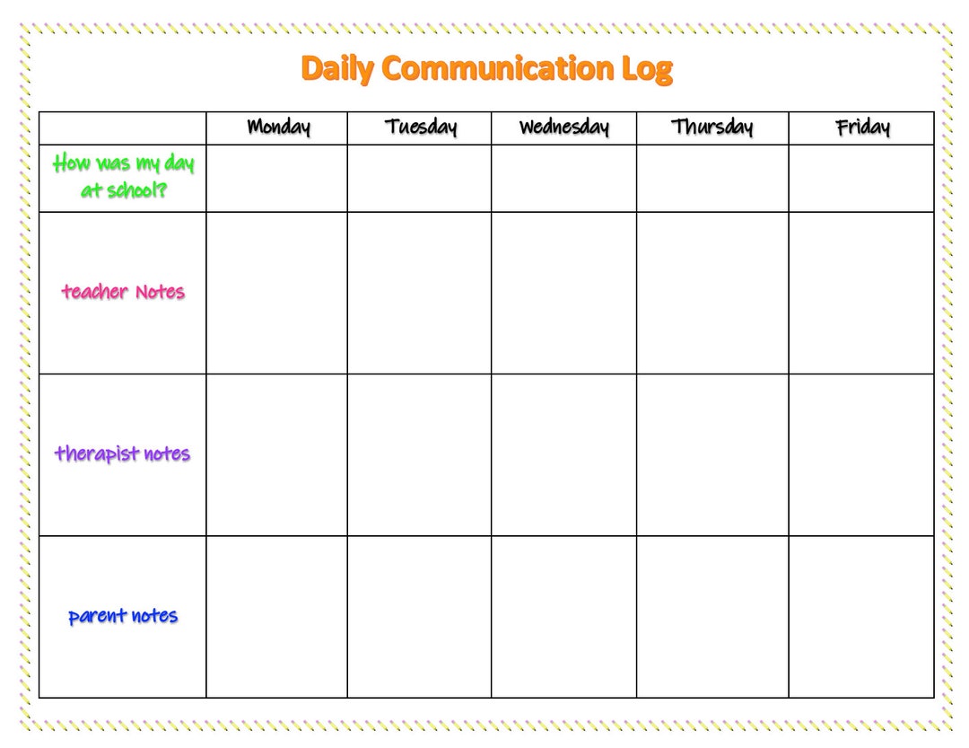 Parent-teacher-therapist Communication Log EDITABLE - Etsy parent-teacher-therapist-communication-log-editable-etsy