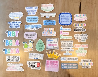 ¡Nuevas pegatinas para análisis de conducta! -- BCBA, BCaBA, RBT -- ¡Úsalas en la computadora, la botella de agua, el cuaderno, la carpeta y mucho más!
