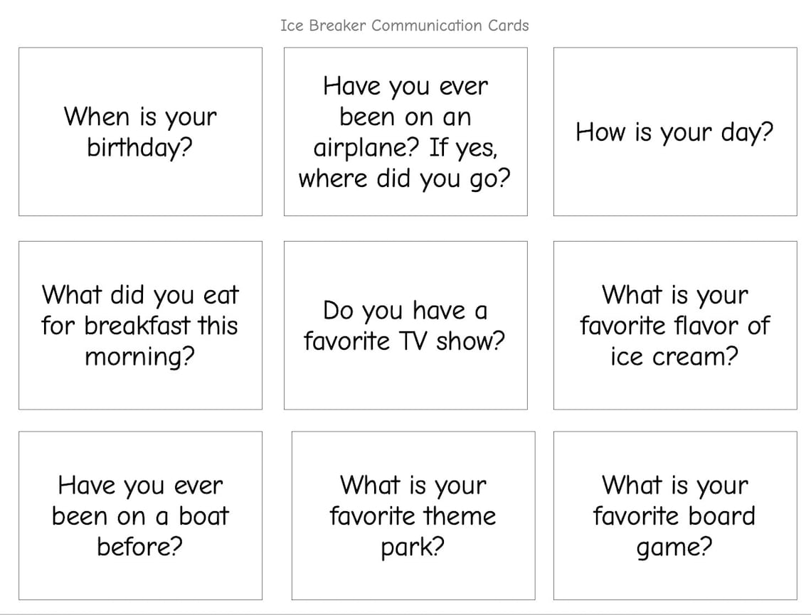Ice Breaker Question Cards - Etsy