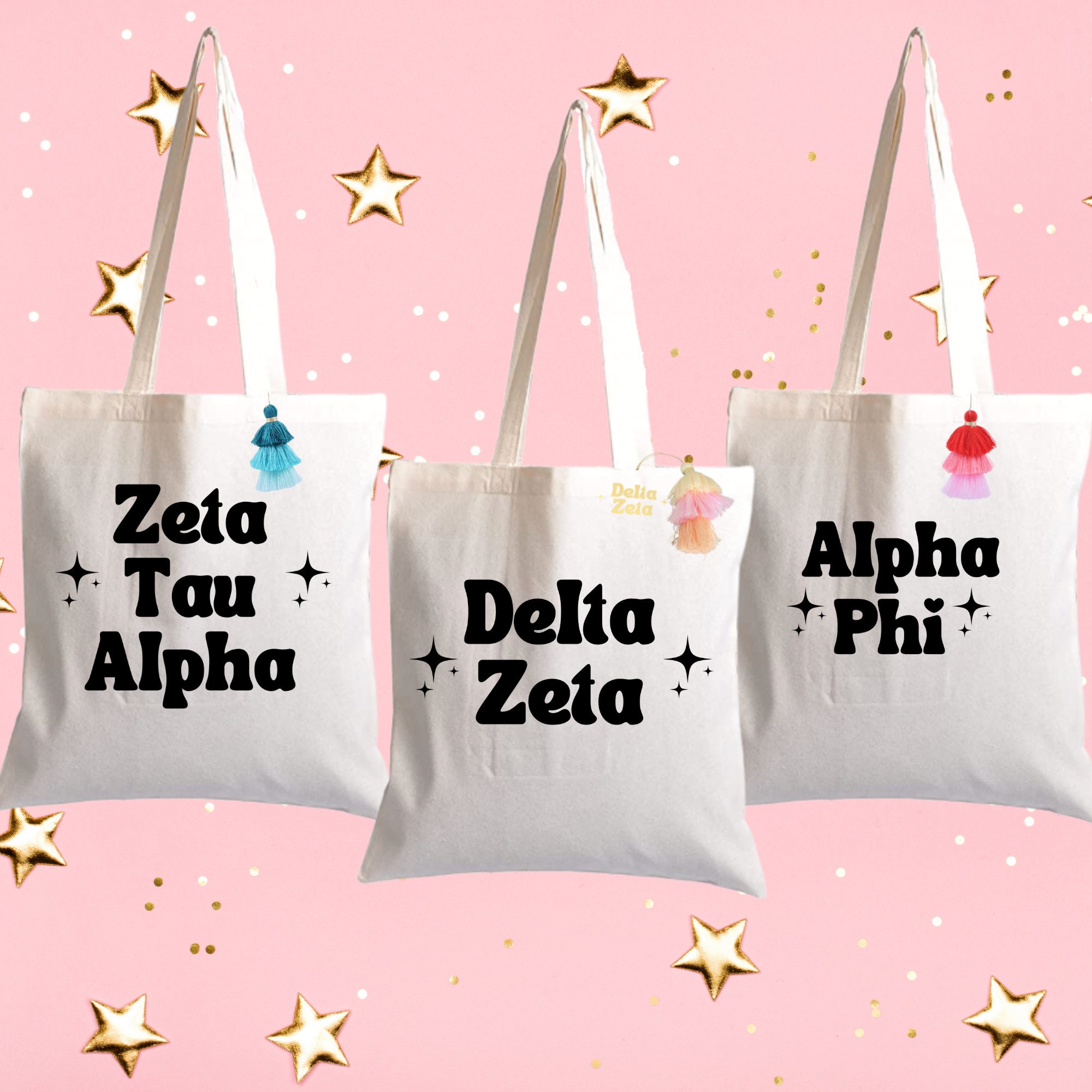 Bulk Sorority Tote Bags with Matching Tri Colored Keychain Etsy
