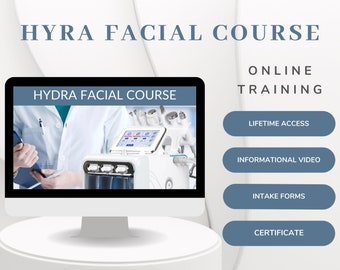 Hydradermabrasion Hydrafacial RF Ultrasonic Spatula Oxygen Facial Course Online Video Manual ultrasound, Ultrasonic, Certificate, Documents