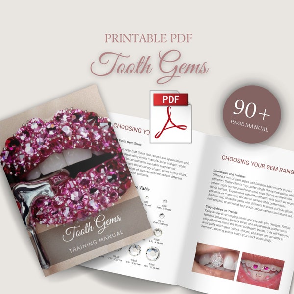 Tooth Gem Manual PDF Training Course Teeth Jewel Tutorial Learn Teach Student Educator Ebook PDF Step By Step Guide Beauty Tutorial Course