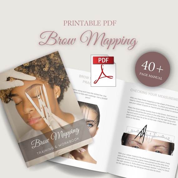 Brow Mapping PDF Printable Manual Tutorial Course Training and Eyebrow Design Workbook Template Ebook Student Educator A4