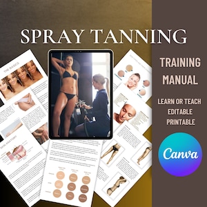 Spray Tanning Canva Editable Manual Tutorial Spray Tan Course Training Template Ebook Student Beginner