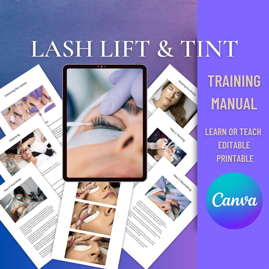 Lash Lift and Tint Canva Editable Manual Tutorial Course Training ...