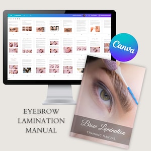 Brow Lamination Canva Editable Manual Tutorial Course Training Template Ebook Student Educator Eyebrow perming brow design
