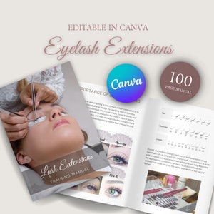 Classic Lash Extensions Canva Editable Manual Tutorial Course Beginner ...