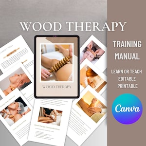 Wood Therapy Canva Editable Manual Training Course Maderoterapia Lymphatic Drainage Tutorial Ebook PFD Guide Student Educator Beginner
