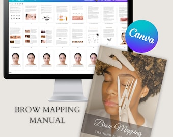 Eyebrow Mapping Canva Editable Manual Tutorial Brow Course Training Template Ebook Student Eyebrow Design & Mapping Guide Book Educator