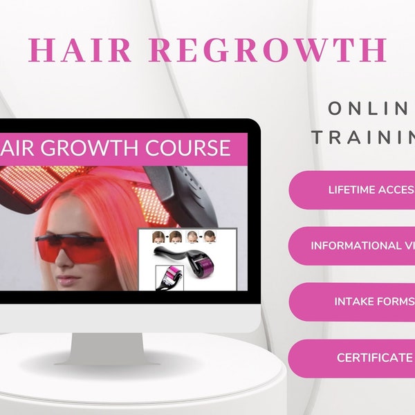 Hair Regrowth Training Course Microneedling, Dermaroller LED Phototherapy, Red Light Therapy Manual Online with Video Hair Loss, Certificate