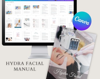 Hydra Facial Canva Editable Manual HydraFacial RF Ultrasonic Tutorial Oxygen Course Lift Training Template Ebook PDF Hydradermabrasion