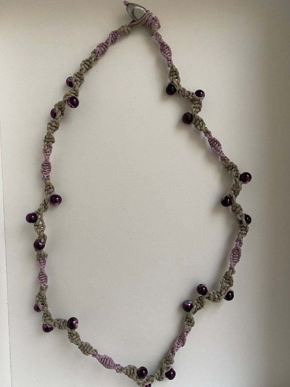 Braided Hemp Necklace in Lavender & Natural With Dark Purple - Etsy