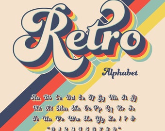 RETRO FONT PNGs, Vintage Letters Png, Retro Clipart, Retro Alphabet Png, Vintage Alphabet Png, Vintage Clipart, Vintage Font Png, Retro Png