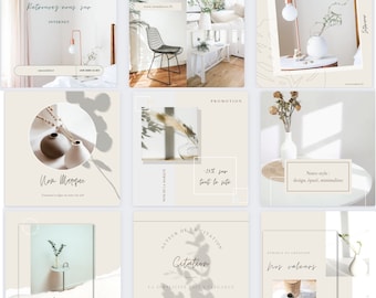 Template Instagram français beige minimaliste « décoration d’intérieur maison » modifiable Canva - modèle - home decor design