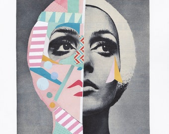 Vintage Woman -Collage art print