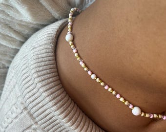 Elastic Stretch Pink Gold Pearl Waist Beads | Self-Love | Handmade | Made to Order