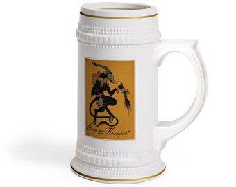 Vintage Gold Krampus Beer Stein