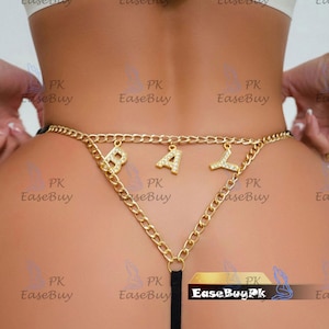 Custom Thong G-strings With Gold Charms Name, Personalized Thong With Name, Custom Thong, Custom Name Thong, Anniversary Gift