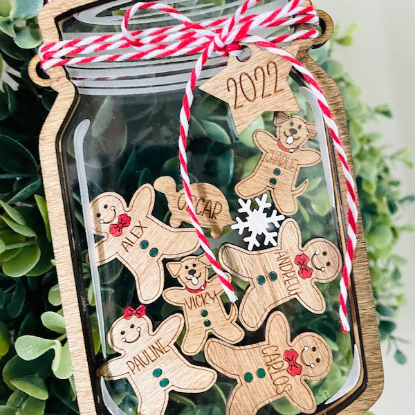 Personalized Christmas Ornament |Family Ornament | Christmas Mason Jar Personalized Ornament | Personalized Gingerbread Ornament