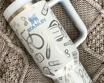 40oz Stanley Tumbler | 40oz Stanley Quencher | 40oz Engraved Nurse Stanley Tumbler