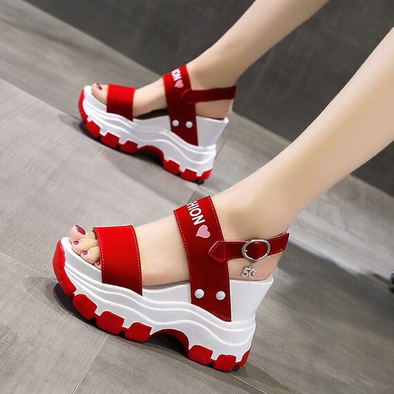 Platform Wedge Sandals for Women Small Height 10cm High Heel - Etsy
