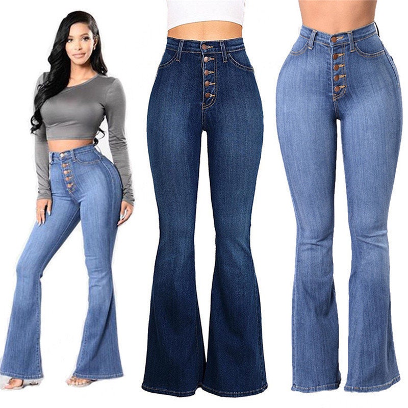 Woman Jeans High Waist Stretch Jeans Women Bell Bottom Jeans - Etsy