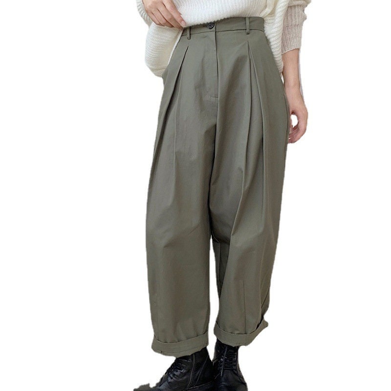 New Wide Leg Slim Commuter All-match Ninth Casual Trousers for - Etsy