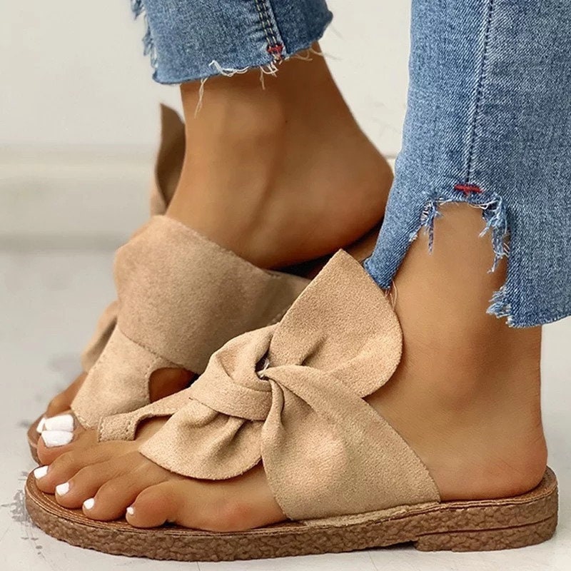 Comfy Flip Flop Slippers Open Toe Casual Summer Beach Sandal Shoes ONHUON Cute Sandals for Women 