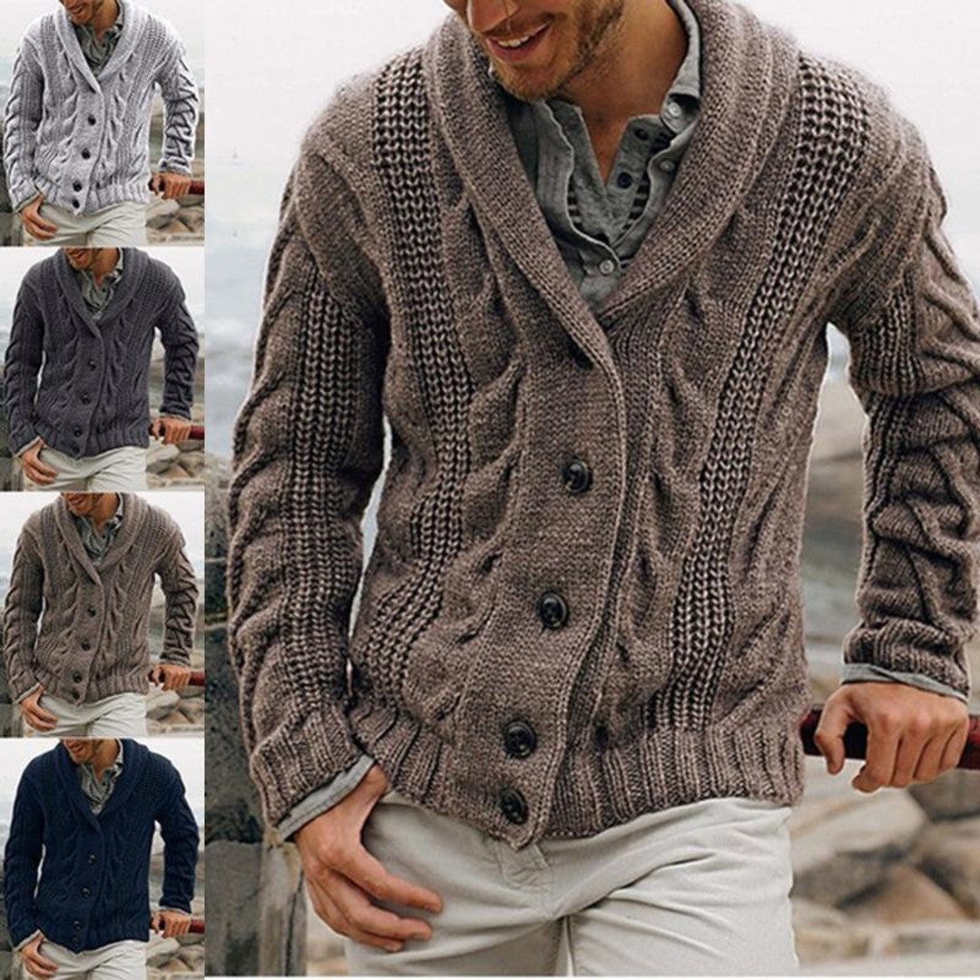 Men Winter Jacket Coat Dress Knitted Cardigan Sweater Winter - Etsy