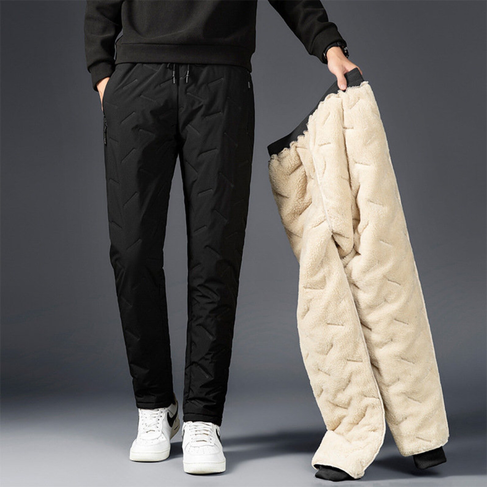 Men's Padded Cotton Trousers With Cashmere Winter Warm Man Etsy