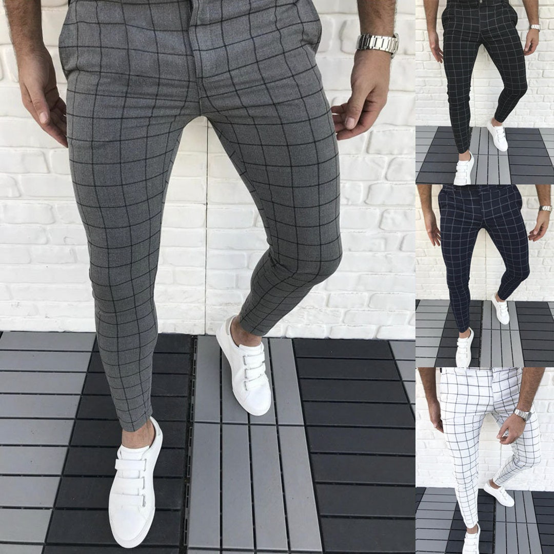 Men Pants Slim Straight Leg Suits Pants Hip Hop Track Trouser - Etsy